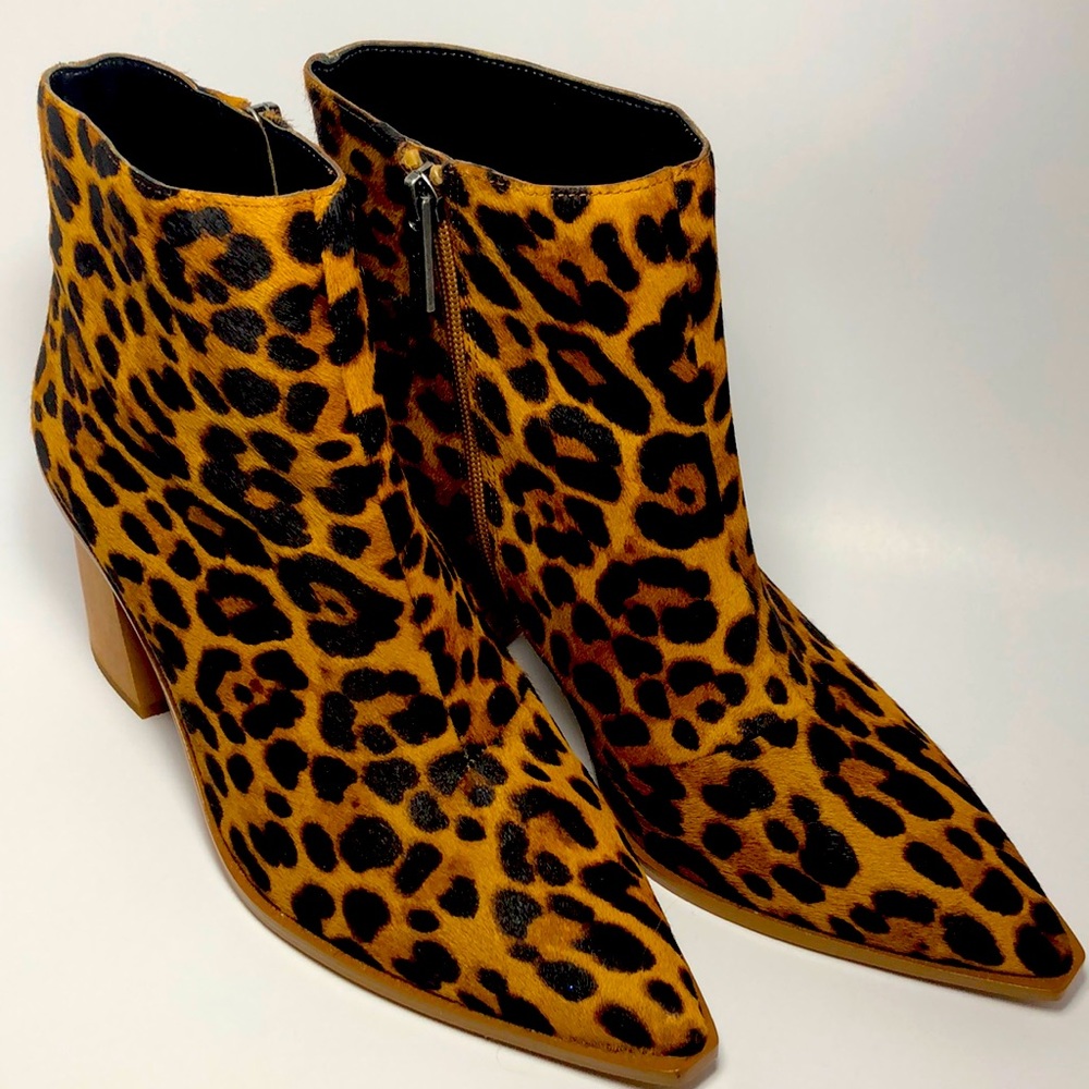1. State Real Cow Fur Leopard Print Boots Size 11